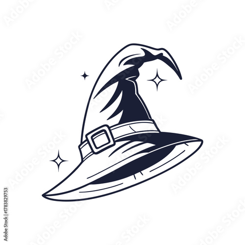 Magic Witch Hat Vector Illustration with Stars