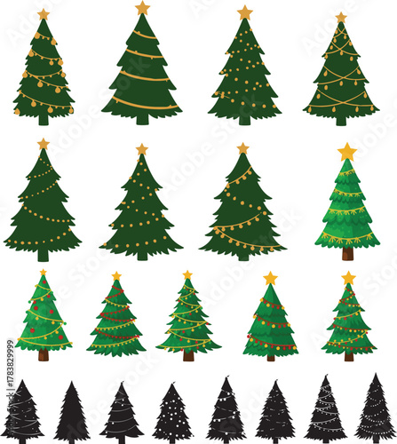 Christmas Trees with Different Decorations.eps