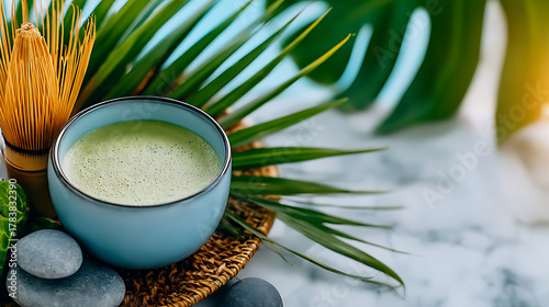 Preparing matcha tea ceremony tranquil setting food photography natural light aesthetic presentation