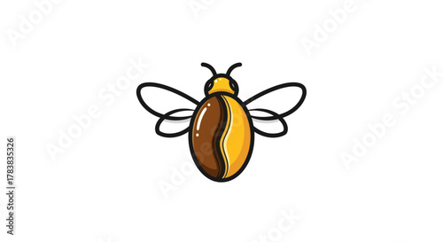 Creative coffee bean bee logo design illustration.