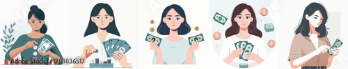 vector of woman counting money