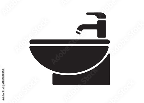 Wash basin or washstand with tap icon, Wash basin or washstand with tap solid vector