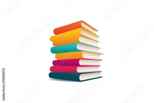 Stack of Colorful Books School Education Literature Reading Material on transparent background