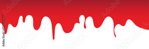 Halloween vector blood seamless border. Red dripping liquid paint with splatter, leaking bleeding splashes. Horror stain, crude blob bg. Isolated horror ink trickle. Grunge splat abstract leak texture