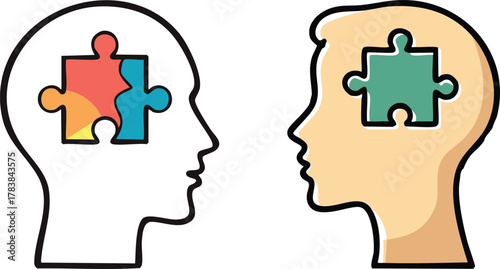 Human head silhouette with puzzle piece symbol representing problem solving, thinking, and intelligence