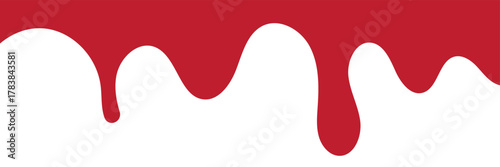 Halloween vector blood seamless border. Red dripping liquid paint with splatter, leaking bleeding splashes. Horror stain, crude blob bg. Isolated horror ink trickle. Grunge splat abstract leak texture