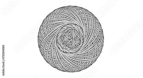 Ball of String - A Tightly Wound Sphere of Intertwined Fibers.