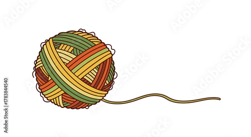 Colorful Ball of Yarn with Loose Thread.