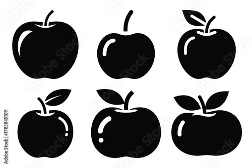 autumn fruit icon set silhouette on white background