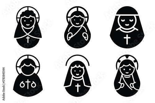 baby jesus icon set silhouette on white background