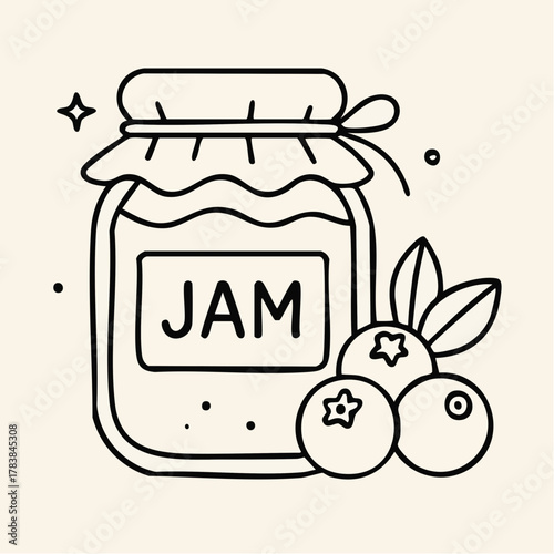 Slice of bread with blueberry jam illustration, sweet breakfast food vector