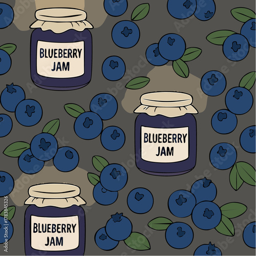 Slice of bread with blueberry jam illustration, sweet breakfast food vector