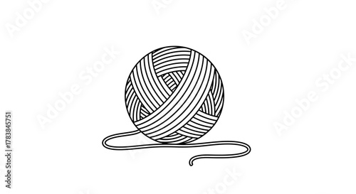 Hand drawn sketch of a yarn ball for knitting or crochet.