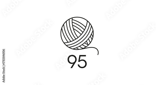 Minimalist Yarn Ball Icon with Number 95 Design.