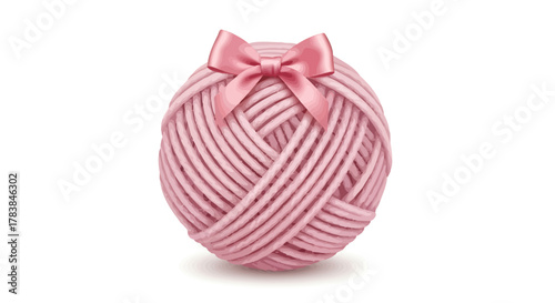 Pink Yarn Ball with Bow - A Crafty and Decorative Object.