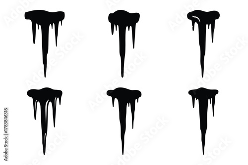 icicle icon set silhouette on white background