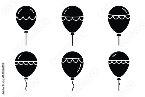 parade balloon icon set silhouette on white background