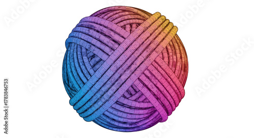 Vibrant Rainbow Yarn Ball Abstract Art.