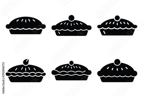 pie icon set silhouette on white background
