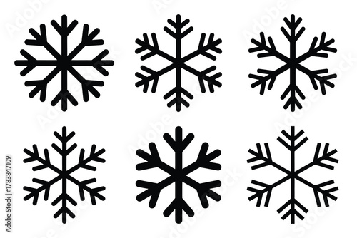 snowflake icon set silhouette on white background