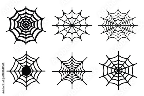 spider web icon set silhouette on white background