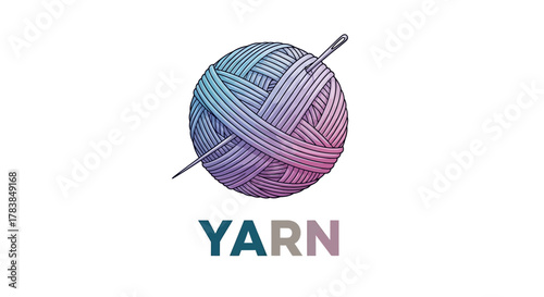 A ball of yarn with a needle piercing through it and the word YARN below.