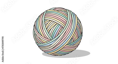 A colorful hand drawn illustration of a ball of yarn.