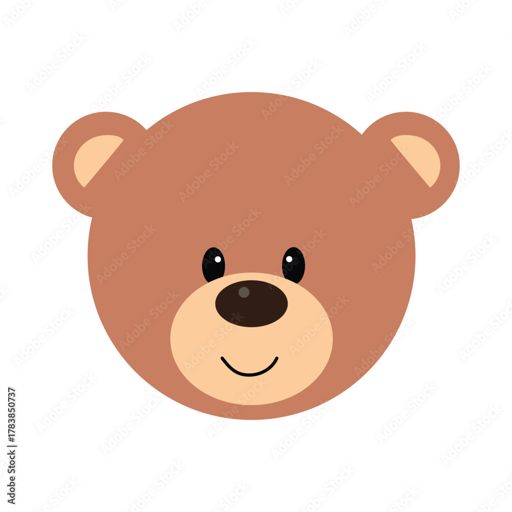 Naklejka premium Cute Teddy Bear Face Illustration with Smiling Expression