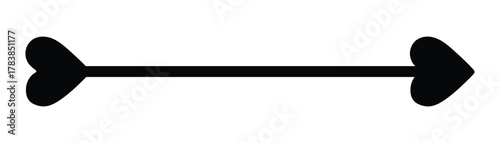 Horizontal Arrow Shape with Heart Shaped Ends in Black