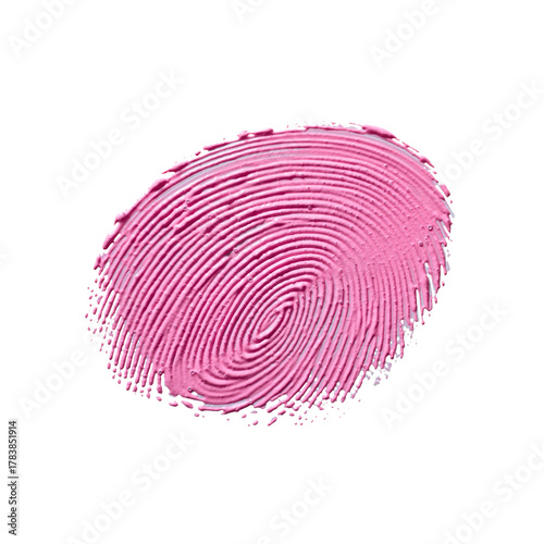 Pink Fingerprint: A close-up view of a pink fingerprint, showcasing the unique pattern of ridges and swirls, a symbol of identity and individuality.