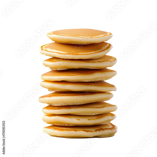 Stacked Fluffy Pancakes Isolated on a White Background