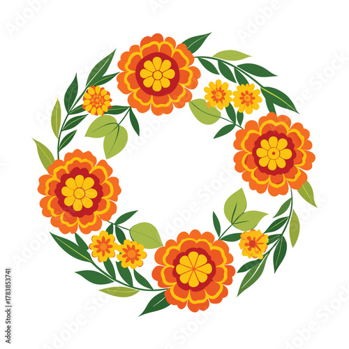 Beautiful marigold flower wreath