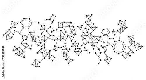 Abstract network of connected dots and lines, resembling a complex molecular structure.