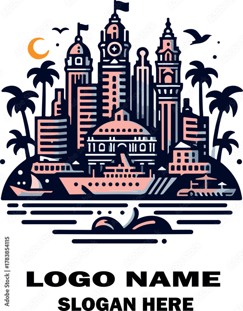 Obraz premium Cartagena colombia logo icon vector white background .