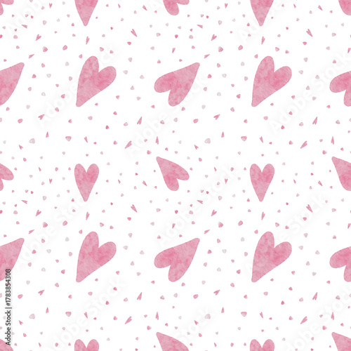 Love heart wedding valentines watercolour seamless pattern 