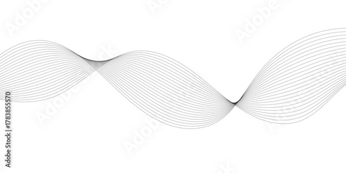 Abstract technology lines on white background. Undulate Grey Wave Swirl, frequency sound wave, twisted curve lines with blend effect, wave with lines created using blend tool.	