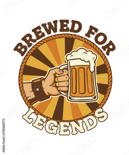 Brewed for Legends Retro Beer Mug T-Shirt Design
