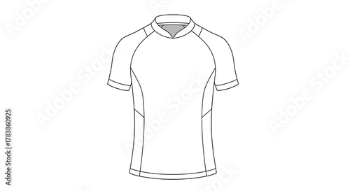 Clean vector line art of a short-sleeve athletic shirt, perfect for apparel design, sportswear mockups, and graphic templates