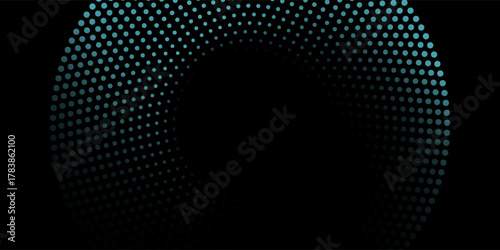 3D blue techno background. Big data visualization on dark space with dotted lines shape effect decoration. Modern graphic design element dots circle style concept for flyer, card, or brochure cover