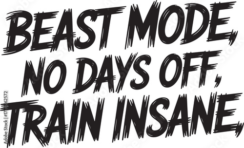 Beast Mode No Days Off Train Insane Motivational Text fitness
