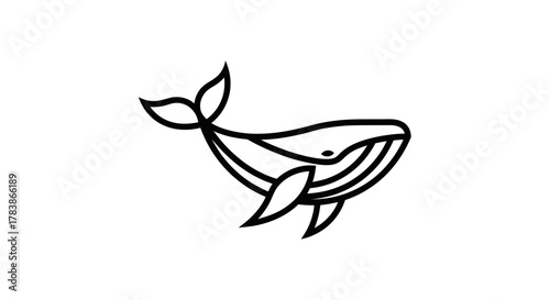 Minimalist Line Art Whale Illustration Simple and Elegant.