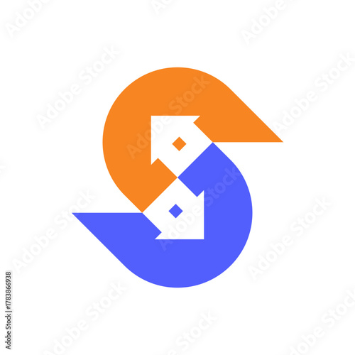 S house modern negative space logo design