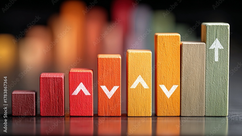 Fototapeta premium Recession signals include declining orders, rising cost inputs, weak liquidity, interest rate hikes, sluggish consumer spend, delayed payables, unstable supply, shrinking margin, cautious growth.