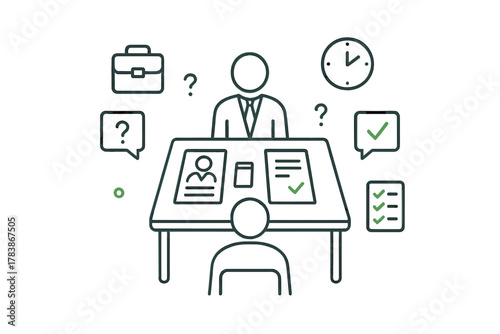 Hiring manager interviewing a job candidate across a desk with documents