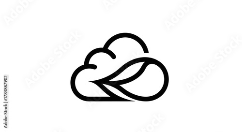 Minimalist Cloud and Leaf Logo Design Representing Nature and Technology.