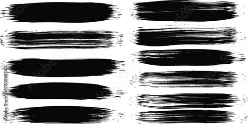 “Black brush stroke illustration, textured paint artwork, grunge ink design element, abstract sketch background, creative artistic brush texture concept, stock image”