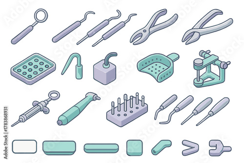 Essential collection of specialized dental tools and equipment for oral hygiene