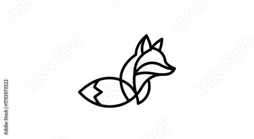 Minimalist Line Art Fox Logo Design on White Background.