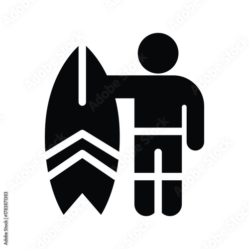 Photography surfing glyph icon illustration vector graphic.eps