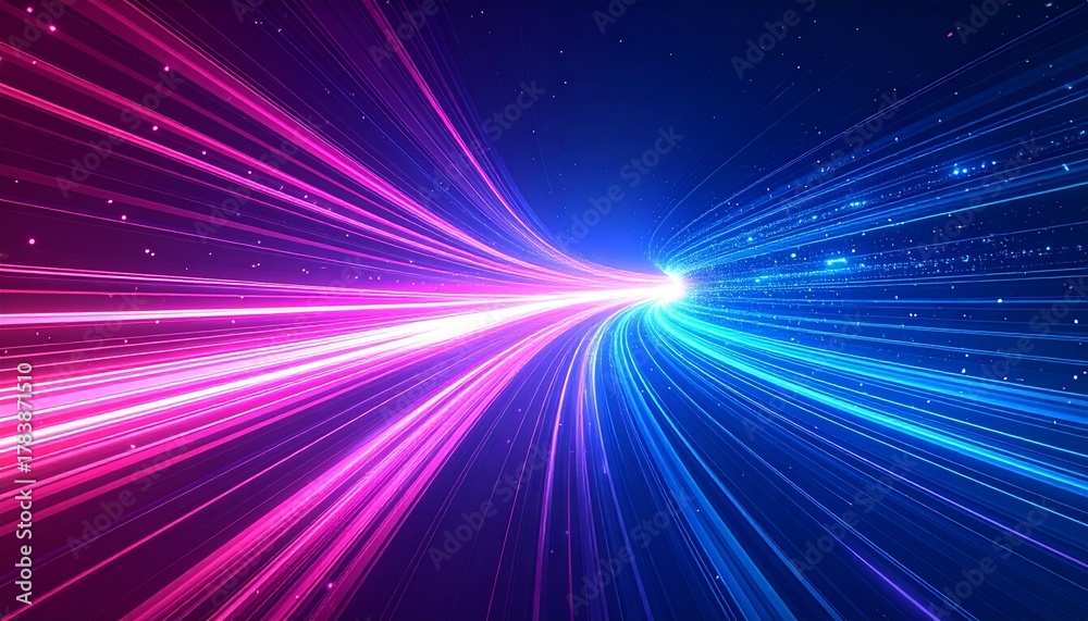 Fototapeta premium Abstract speed light trails futuristic background with pink and blue glow effect perfect for technology concepts.